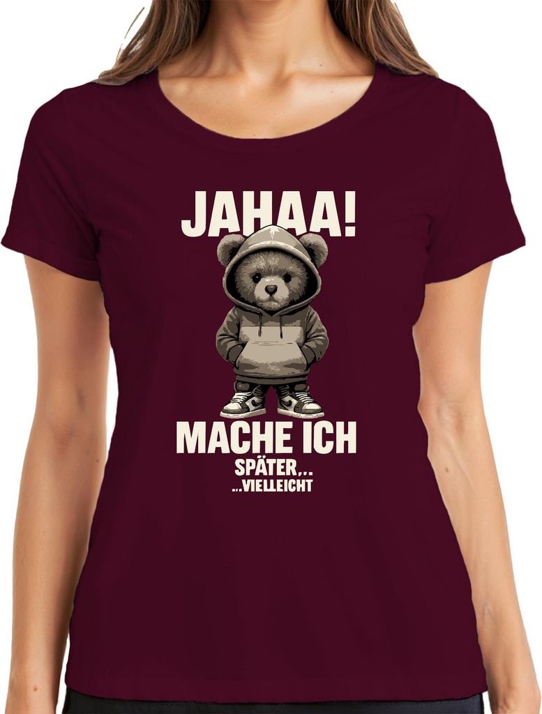 Nett kann ich auch bringt aber nix sarkastischer Spruch Lustig Damen T-Shirt, Burgundy, 3XL