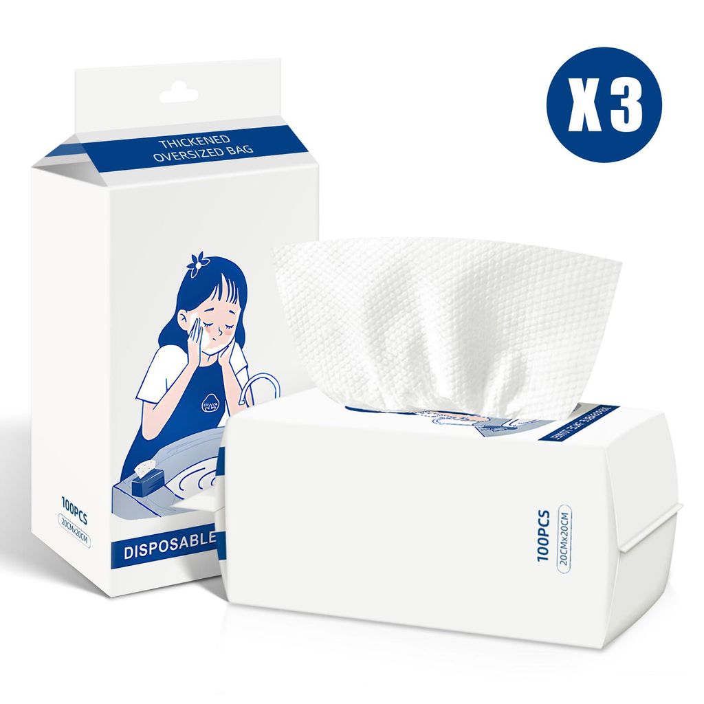 Tekoo Waschlappen 3er Pack Einmal-Gesichtstücher (300 Stk.), Reißfest für Baby & Make-up
