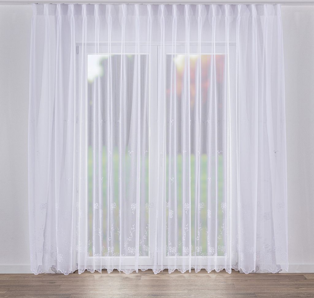 Dekoria Gardine mit flämischen 2-er Falten, weiß, 300 x 245 cm