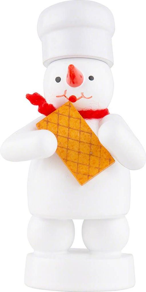 Schneemann Bäcker mit Waffel (8cm) von Zenker Volkskunst