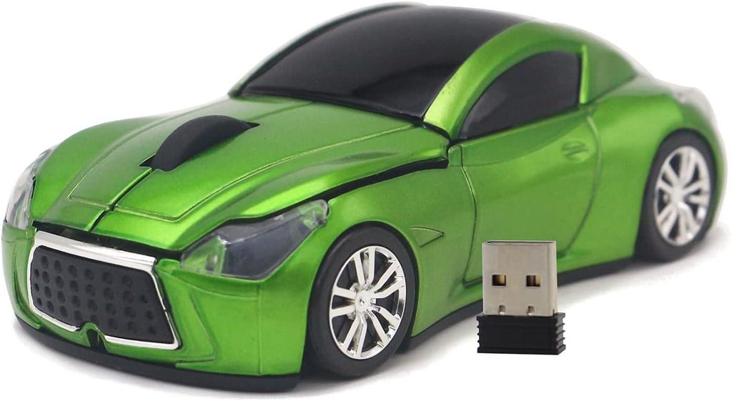 Computermaus USB 2,4 GHz Rennwagen 3D drahtlose Maus optische Mäuse für Windows und Mac Einzigartiges Rennwagen-Design mit LED-Beleuchtung