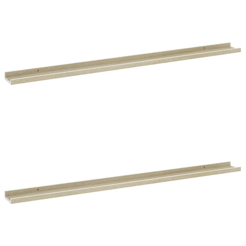 Mensole a muro 2 pz. Bianco e rovere Sonoma 115x9x3 cm