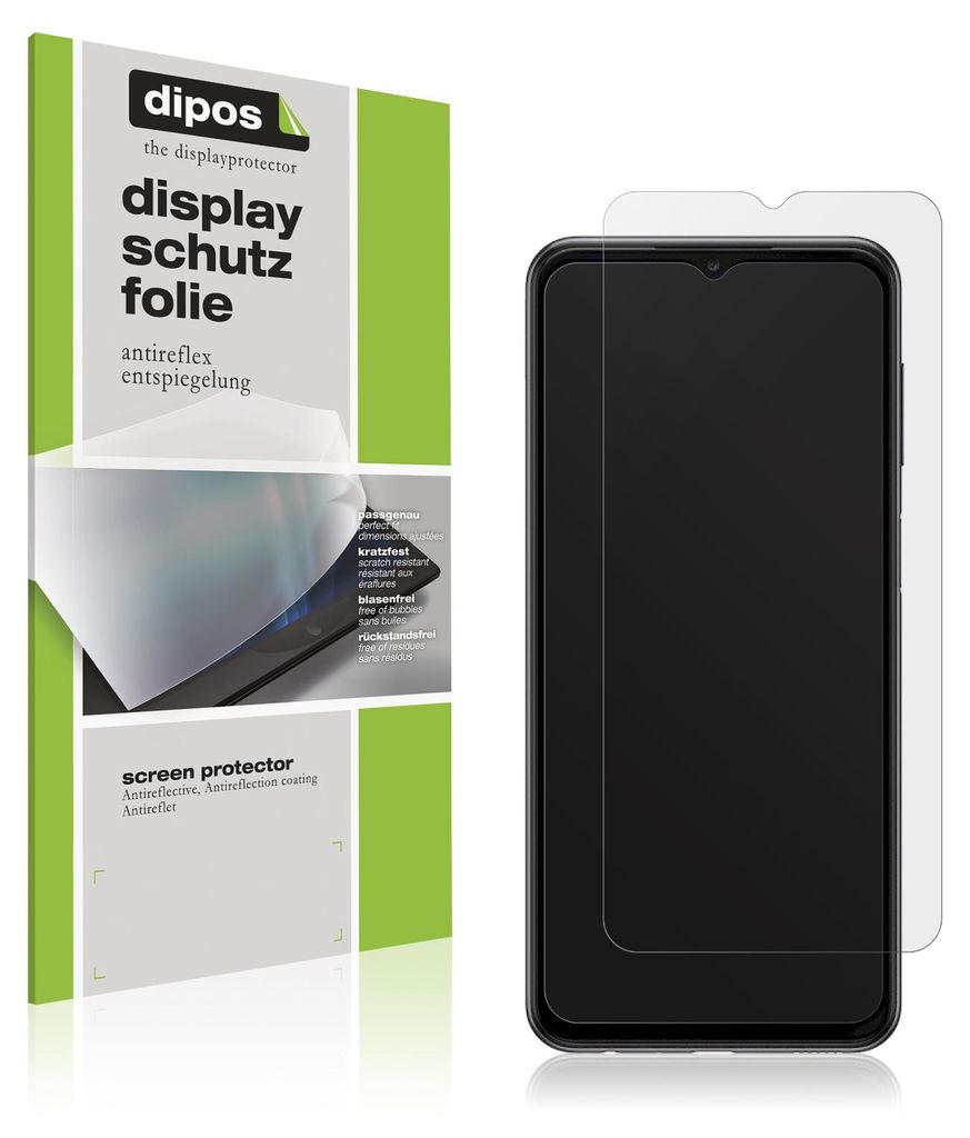 A product shot of a screen protector packaging next to a smartphone with a screen protector applied.