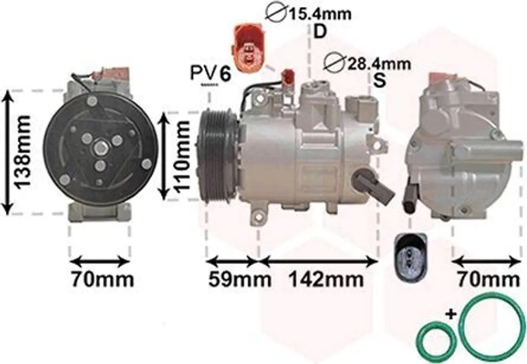 Compresseur de climatisation Van Wezel 0300K402 IR PLUS pour Audi