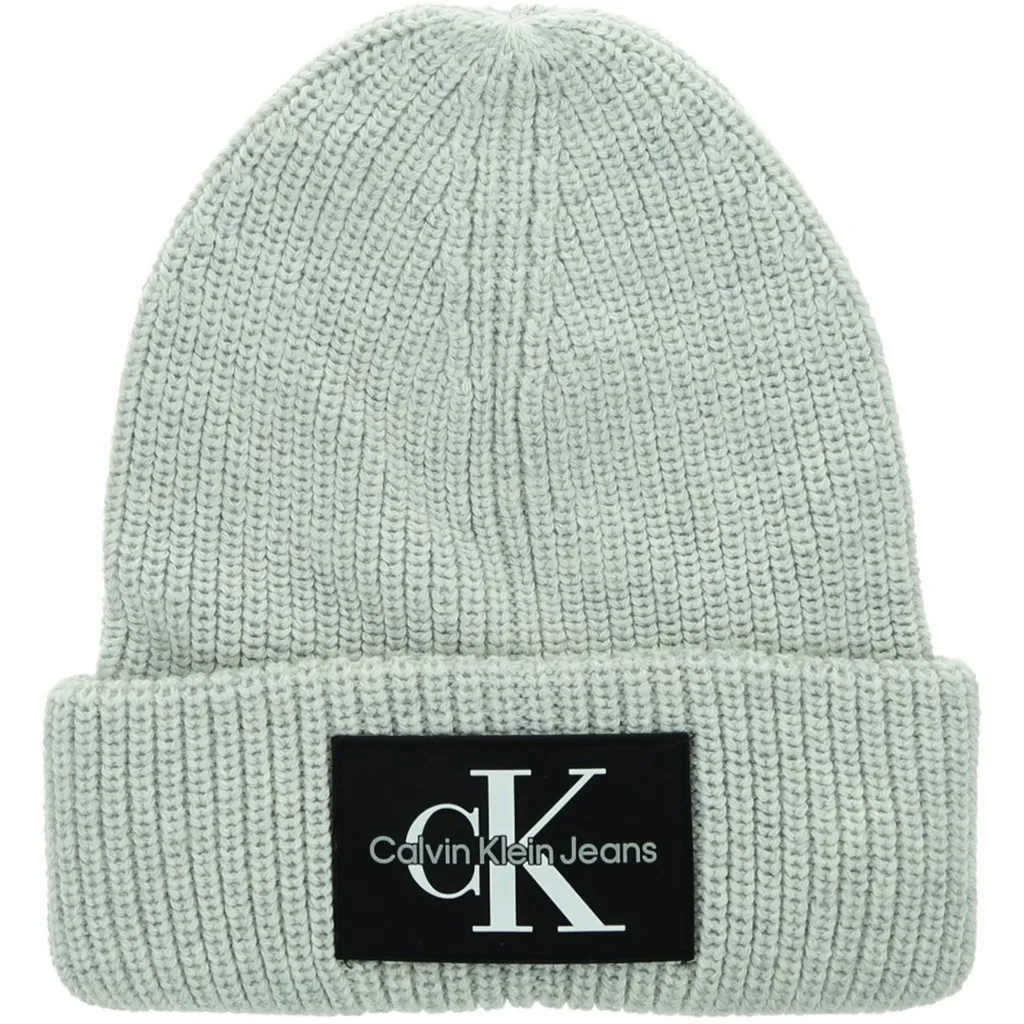 Calvin Klein Jeans Bonnet Femme Noir avec Patch Monogrammé Taille Unique