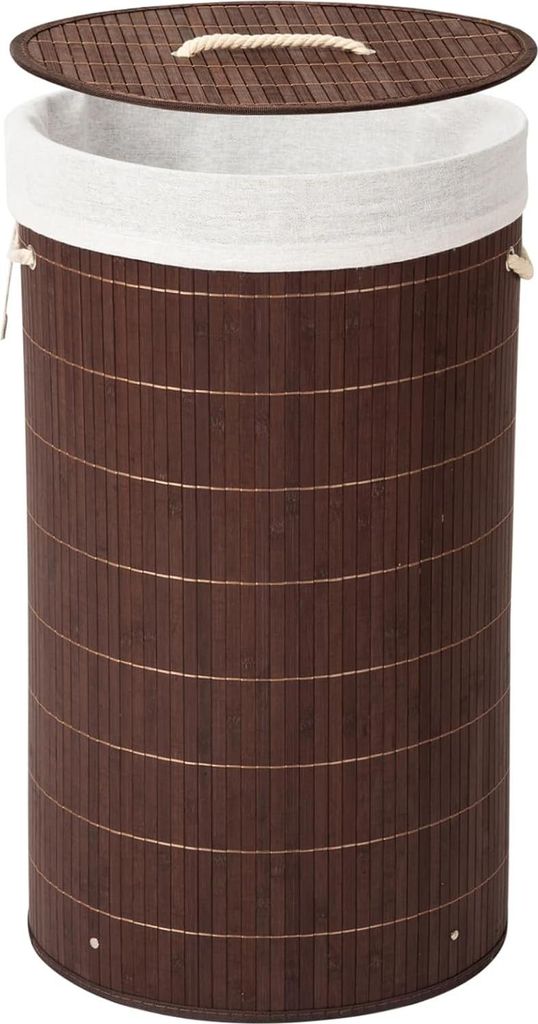 Wäschekorb aus Bambus - Zusammenklappbar und Geflochten - 58/72 Liter - Dunkelbraun - 60 * 35cm
