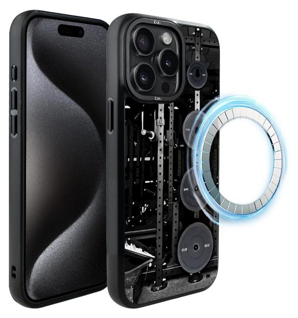 Schutzhülle für das iPhone 15 Pro, MagSafe-kompatibel, mattschwarze Seiten, Langhantel