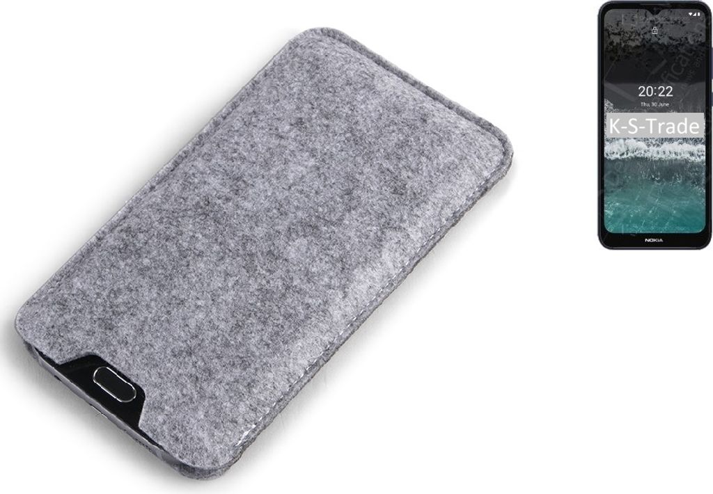 K-S-Trade Filz Handyhülle kompatibel mit Nokia C21 Schutzhülle Filztasche Filz Tasche Case Sleeve Handy Hülle Filzhülle grau