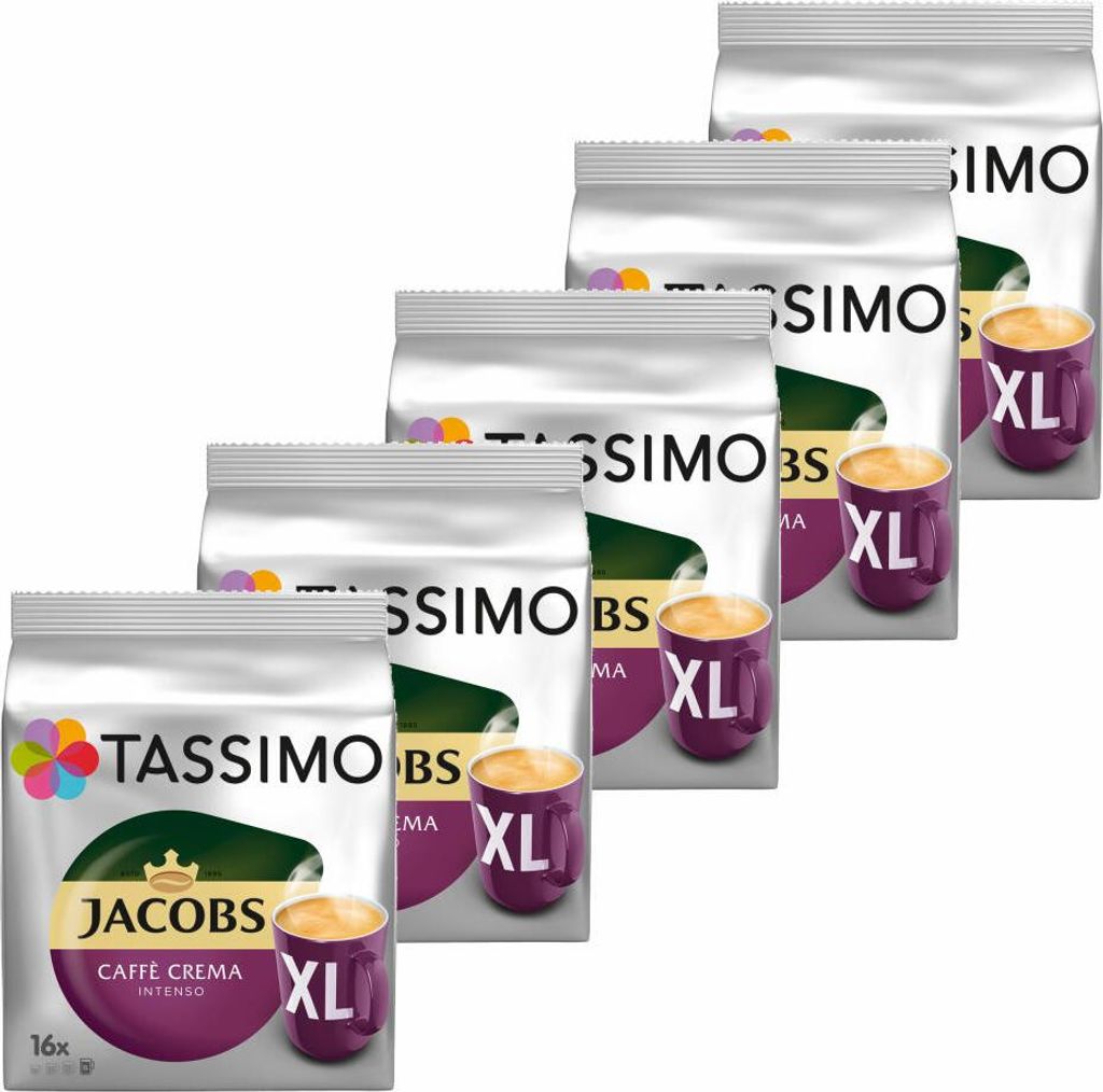 Tassimo Jacobs Caffè Crema Intenso XL, Kaffee Kapsel, Kaffeekapsel, gemahlener Röstkaffee, 80 T-Discs