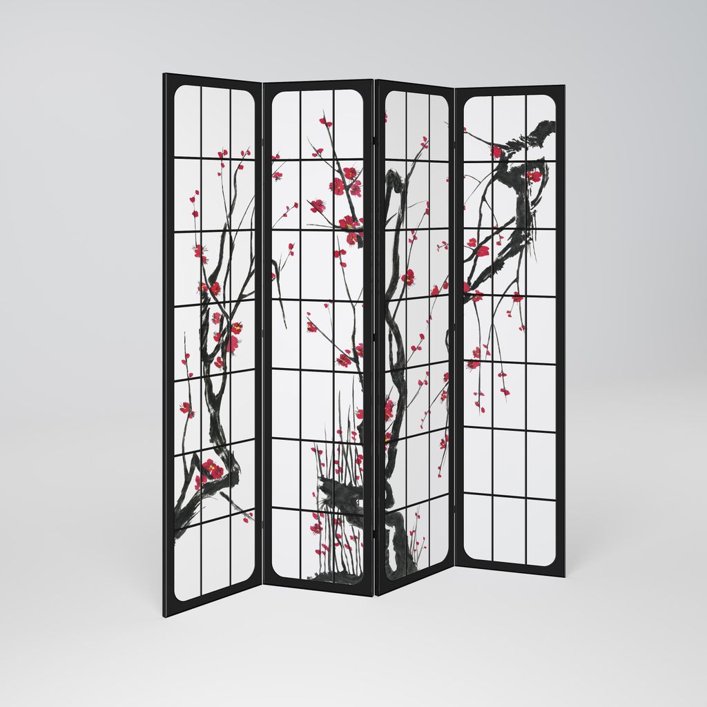 SpaceRebels Paravent Raumteiler - 4-teilig Raumtrenner, Druck 1-Seite - Raumtrenner - Trennwand Wohnung - Room Divider - Spanische Wand Deko Modern...