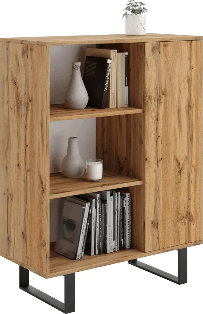 Bibliothèque Fondi avec Pieds en Métal Noir - Étagère de Rangement Chic