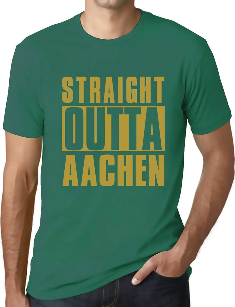 Herren Grafik T-Shirt Straight Outta Aachen Öko-Verantwortlich Vintage Jahrgang Kurzarm Lustige Druck Geburtstag Geschenk Mann