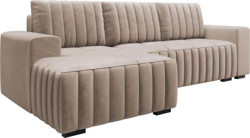 MIRJAN24 Ecksofa Kenozi, Sofagarnitur, Eckcouch Couch mit Bettkasten und Schlaffunktion, L-Form Sofa (Farbe: Manila 21, Seite: Links)