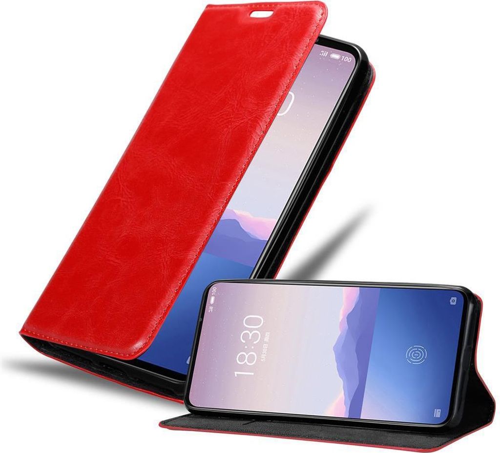 Cadorabo Hülle für MEIZU 16S Schutz Hülle in Rot Handyhülle Etui Case Cover Magnetverschluss