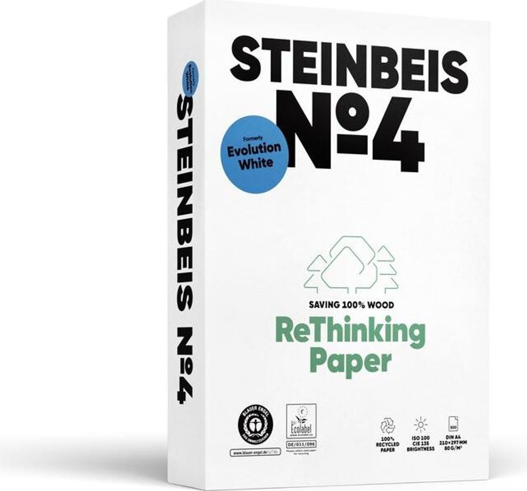 Steinbeis No 4 - Evolution White 80g/m² DIN-A4 2500 Blatt 100 % Recycelt weiß