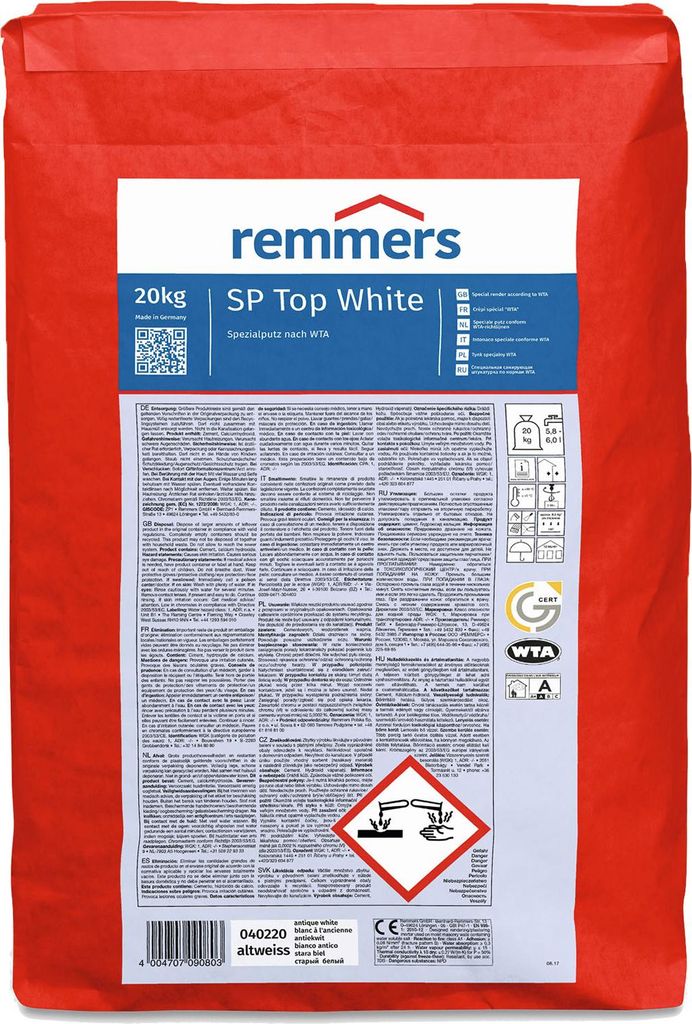 REMMERS Sanierputz Altweiß SP TOP WHITE  WTA Mörtel 20 KG Produktbild 
