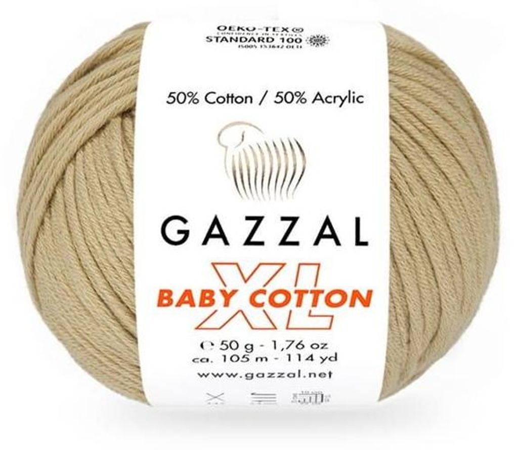 Gazzal Baby Baumwolle XL Beige - Weiche Kinderwolle, 50% Produktbild 