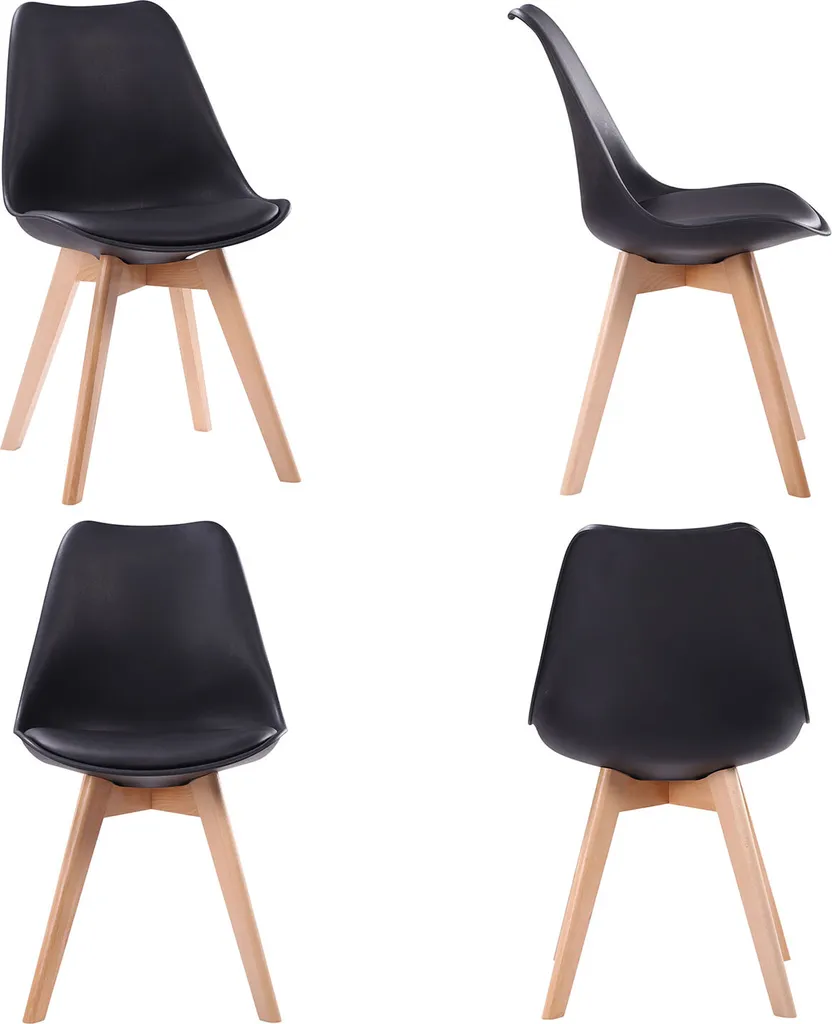 Ensemble table rectangulaire 120cm PIA et 4 chaises NORA noir intense