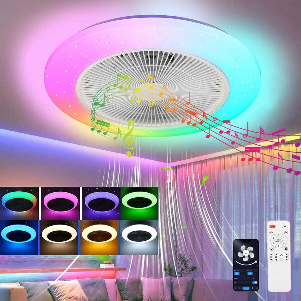 50W Leiser Deckenventilator mit Beleuchtung, Sternenhimmel Produktbild 