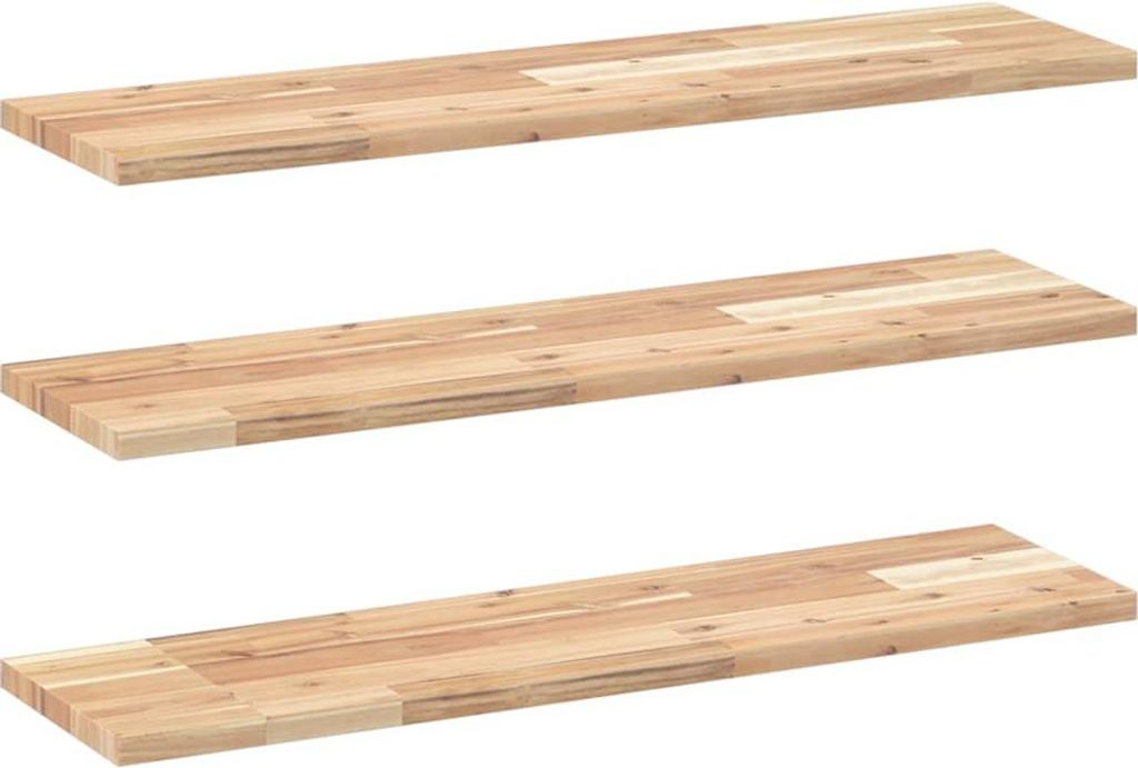 vidaXL Schweberegale 3 Stk. 80x20x2 cm Massivholz Akazie Unbehandelt
