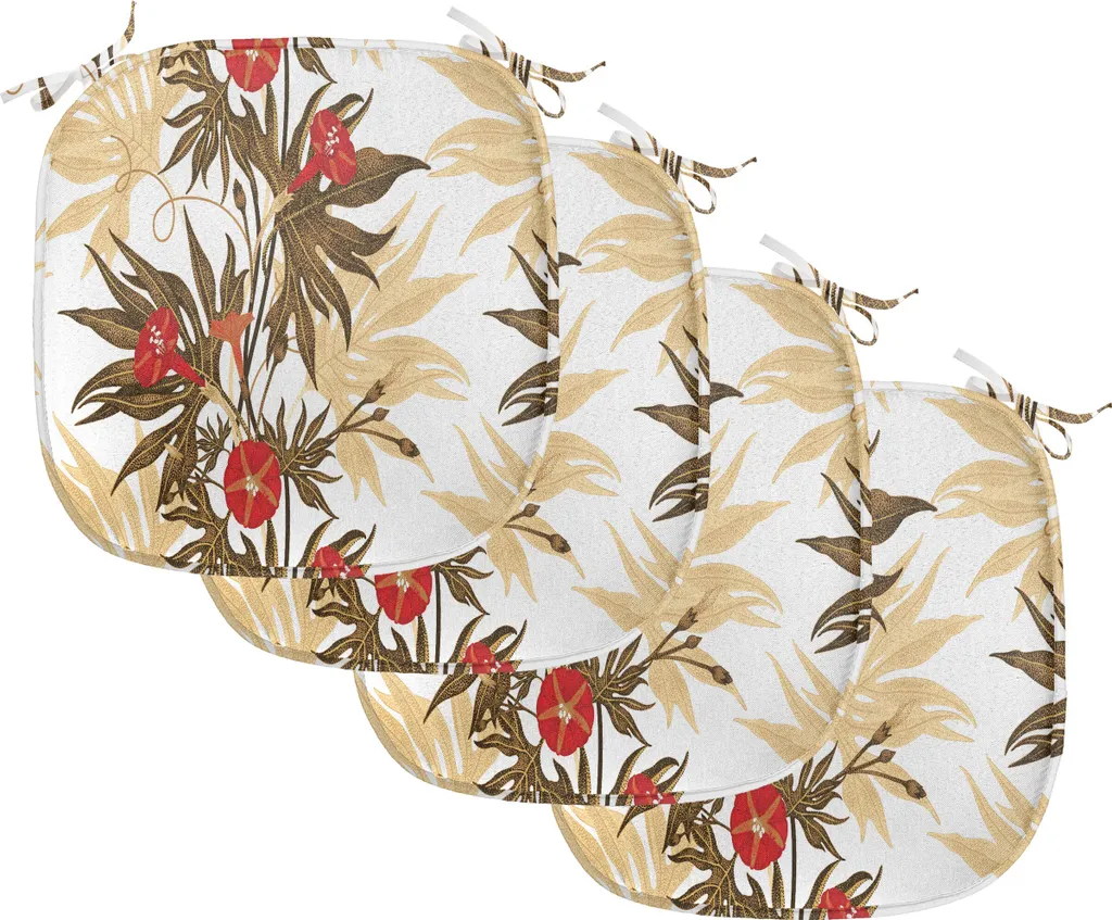 ABAKUHAUS Coussins de Chaise Ivy Lot de 4, Décoration de Cuisine 40x40cm