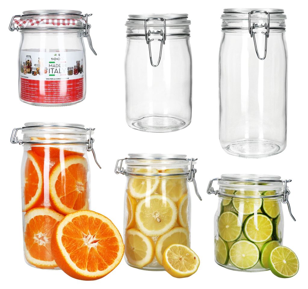 6tlg Set NORMA Vorratsglas 0,75L 1L 1,5L Bügelverschluss luftdicht Einmachgläser