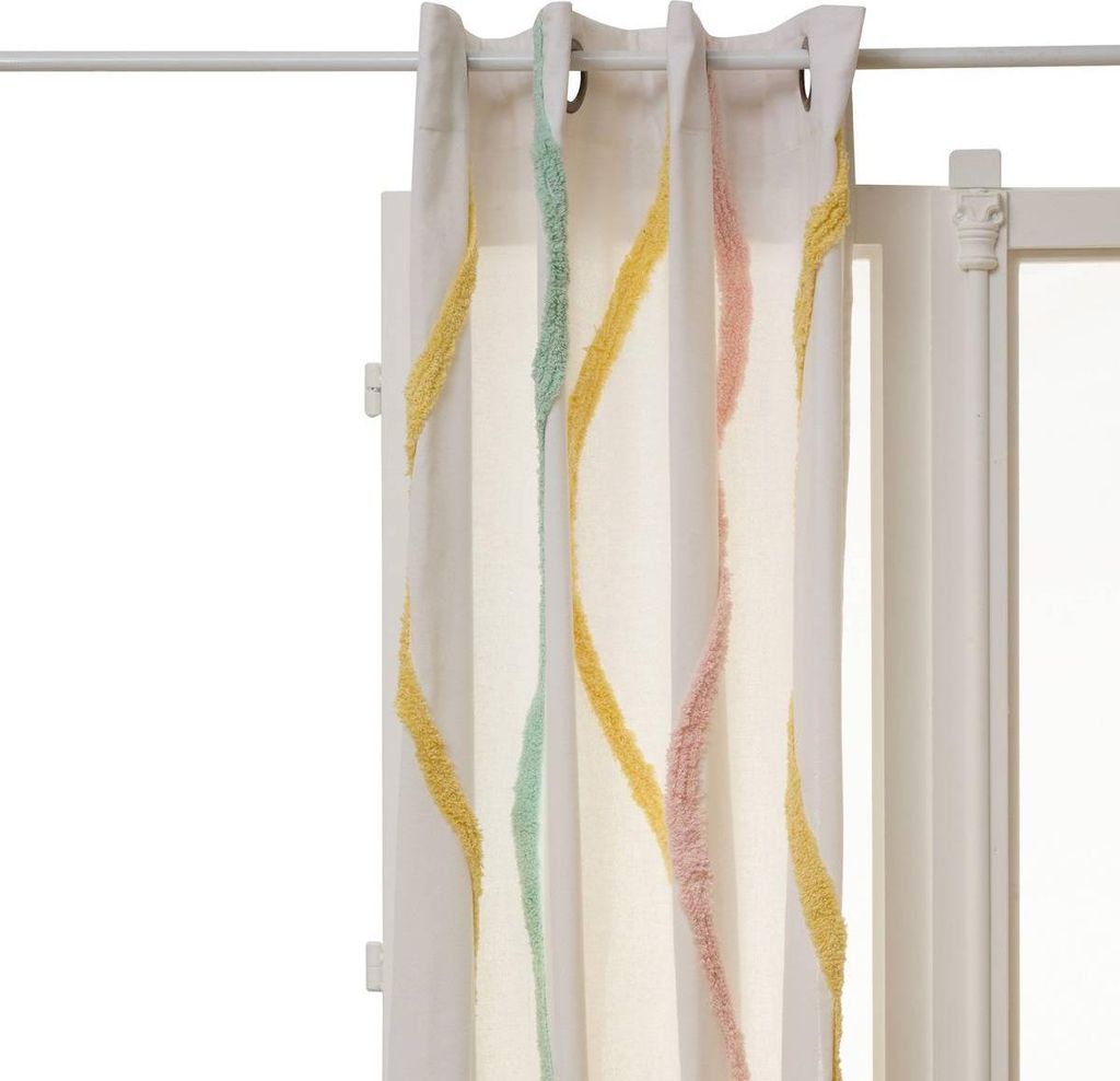 Vorhang tufy 260x140cm weiß druck alphabet - Atmosphera créateur d'intérieur