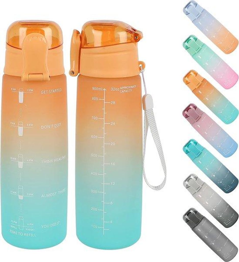 Sportflasche, Tritan, BPA-frei, 1000 ml, leckgeschützte Flasche mit Trinkhalter, für Fitness, Schule, Outdoor, stylish Farbkontrast, umweltfreund...