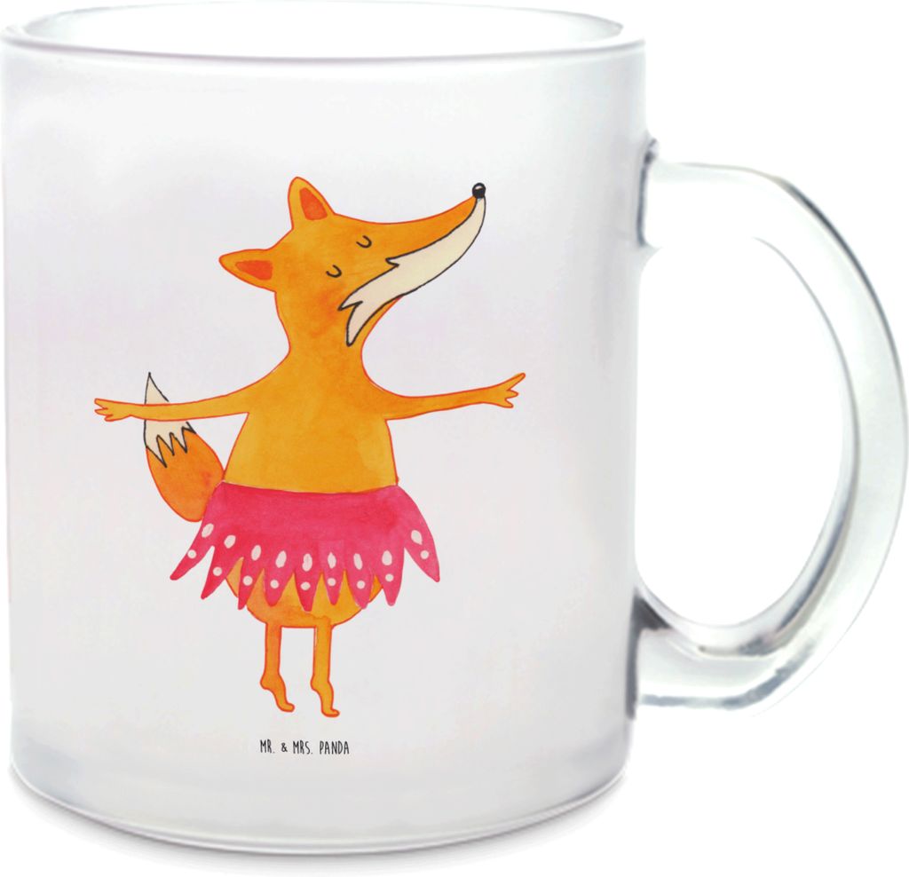 Mr. & Mrs. Panda Teetasse Fuchs Ballerina - Transparent - Geschenk, Geburtstag, Tee Tasse, Teeglas, Haferl, Glas, Ballett, Füchse, Pott