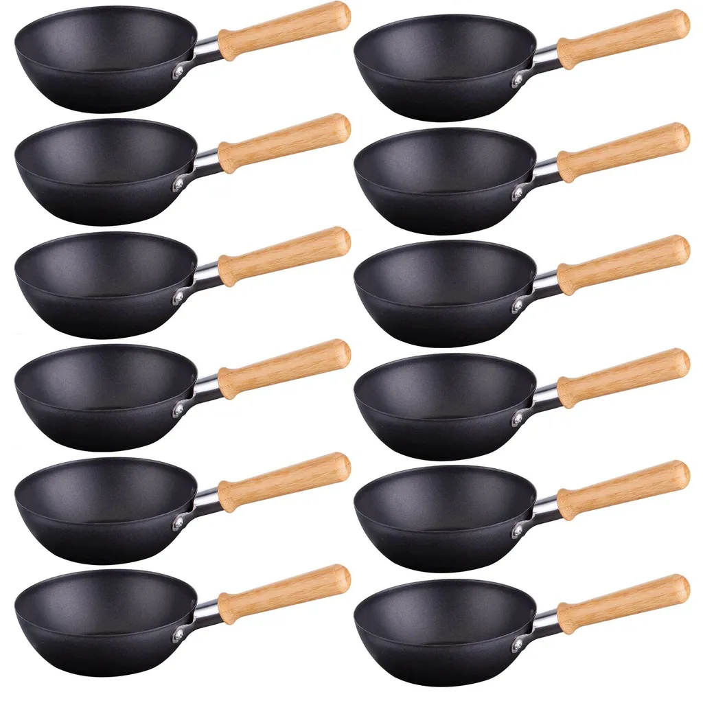 Set 12x Padelle Wok Universali Syntrox Germany Manico Bambù