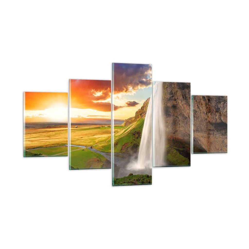 Bilder auf glas - Geologie island Wiese - 125x70cm - Glasbilder - Wandbilder - Kunstdruck - zum Aufhängen bereit - Wanddekoration aus Glas - Glas ...