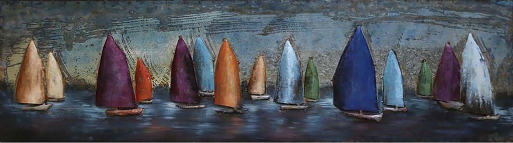 3D-Metallbild - Motiv: Segelboote - 50 x 180cm