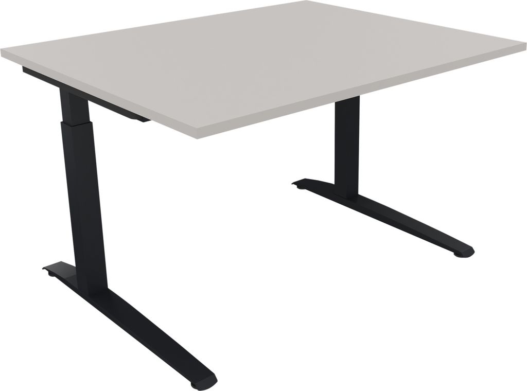 Schreibtisch Kufe Einzels. Quadrat B1200xT1000xH650-850 an/Lichtgrau