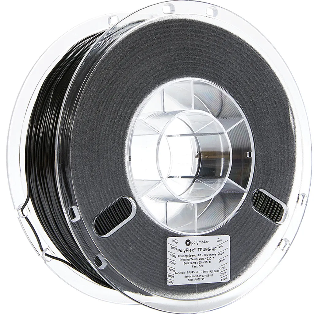 Imprimez le Flexible sans bouchage avec le TPU-95A Noir 1.75mm 1kg