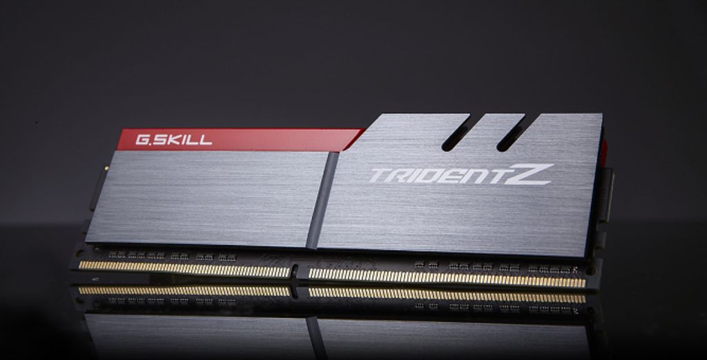 A G.Skill TridentZ RAM module is shown against a dark background.