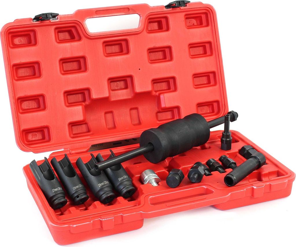 XPOtool Diesel Injektoren Auszieher Satz, mit Gleithammer und Einsätzen, Einspritzdüsen Abzieher kompatibel mit vielen verschiedenen Modellen