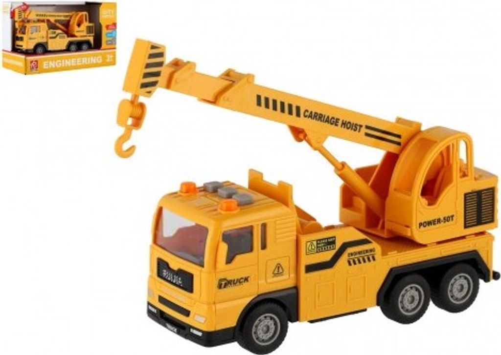 Kunststoff-Kranwagen 16cm auf Schwungrad auf Batterie mit Produktbild 