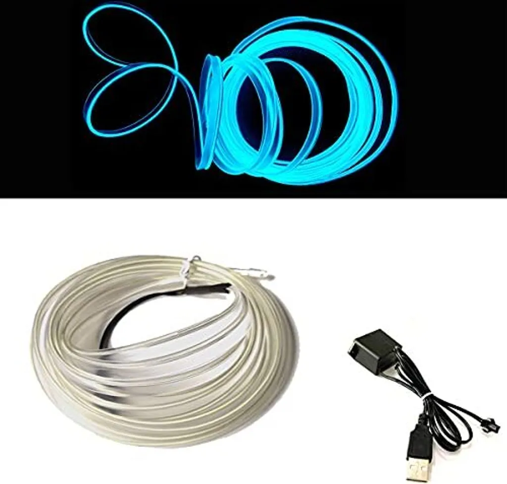 Filo Blu El Con Bordo Da Cucito Da 6 Mm, Filo Neon Da 3 M, 12 V, Con