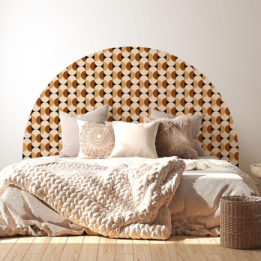 Kopfteil-Aufkleber – Geometrisches Motiv – MAT-Kleber – L100 x H130 cm – Für Betten (70 bis 90 cm)