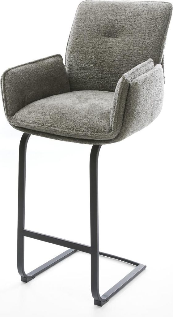 DELIFE Barstuhl Nela-Flex Bouclé Soft Schlamm Freischwinger Flach Metall Schwarz