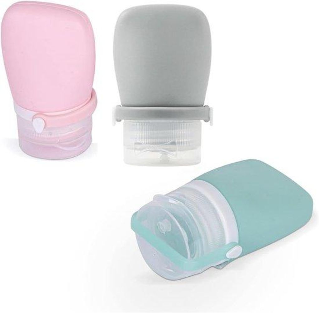 Famanu Mini Silikon-Reiseflaschen - 3er Set, auslaufsicher, nachfüllbar, handlich