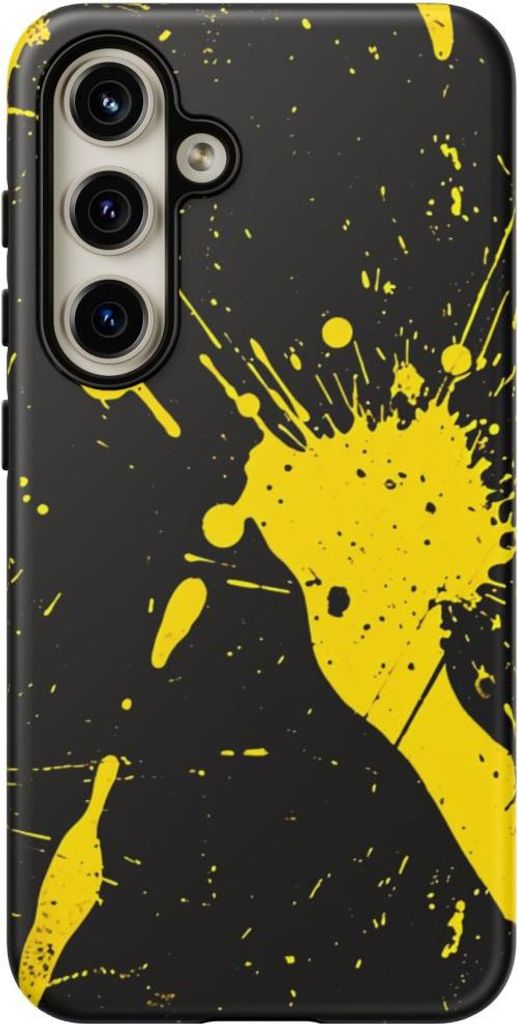 Gelbe Farbspritzer auf schwarzem Hintergrund – Hülle Kompatibel mit Samsung Galaxy S24