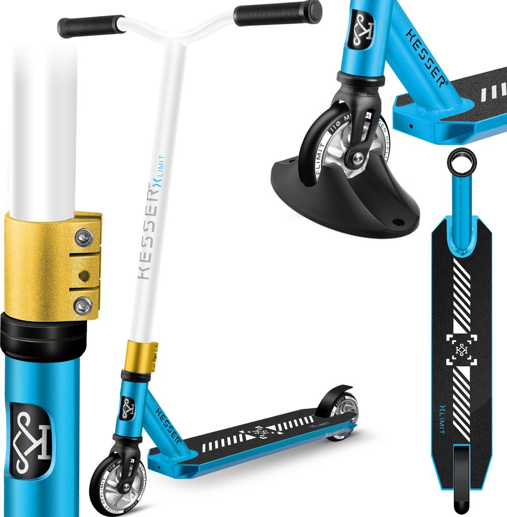 KESSER® Stunt Scooter X-Limit-Pro 360° Lenkung Funscooter Stuntscooter mit Ständer ABEC 9 Kugellagern, 110 mm PU Räder , Kickscooter Tretroller Cityroller Trick Roller für Kinder Erwachsene