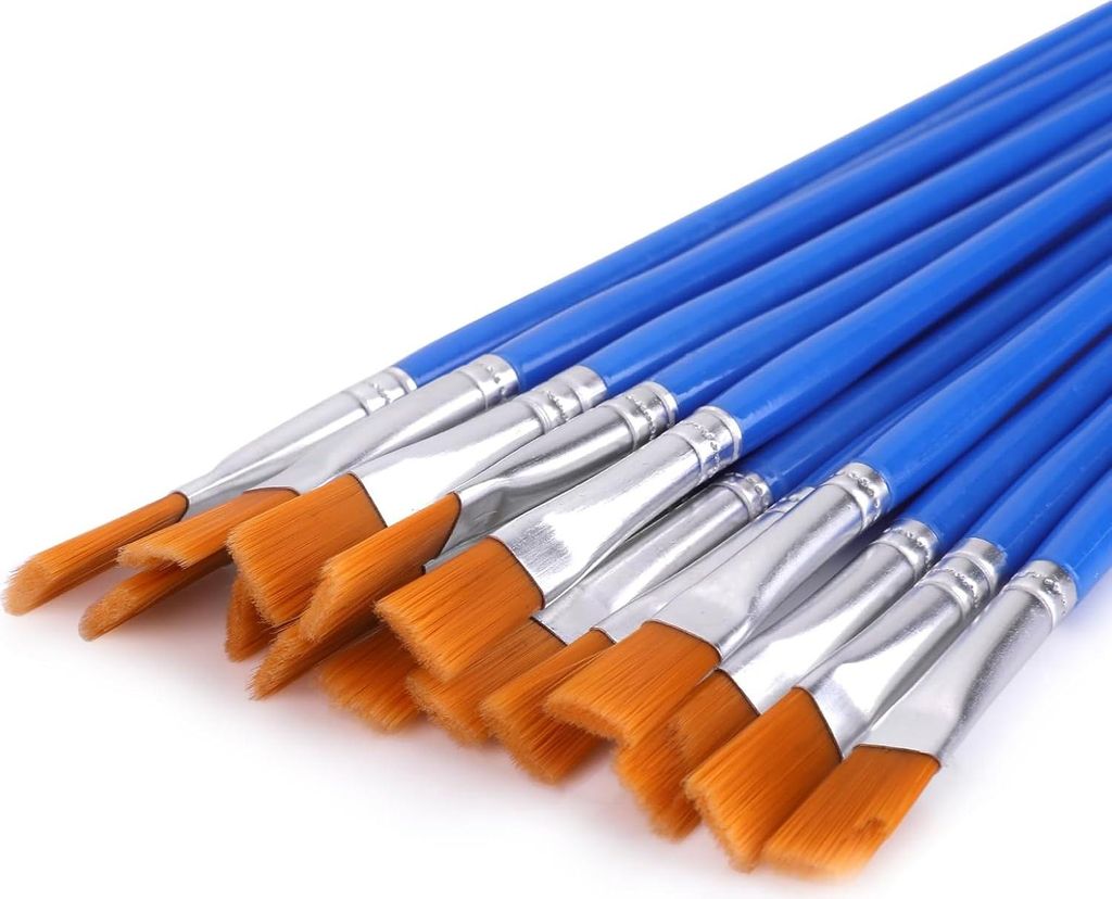 30 Stück Pinsel Set, Blau Nylon Flache Pinsel 9 mm Kleine Künstlerpinsel für Körper Gesicht Felsen Leinwand, Gemälde Liebhaber Kinder und Erwa...