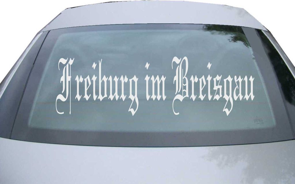 Indigos UG - Aufkleber Heckscheibe & Motorklappe DE6501 - silber - 600x180 mm - Stadt Freiburg im Breisgau - Auto Scheiben Fenster Heckklappe Tunin...