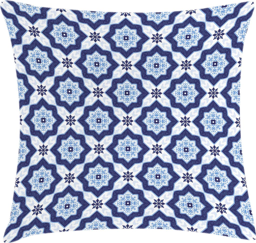 ABAKUHAUS Blau Kissenbezug, Traditionelles Portugiesisches Azulejo Fliesen Weinlese Kunst Blumenmosaik Muster, 45 x 45 cm, Dunkelblau
