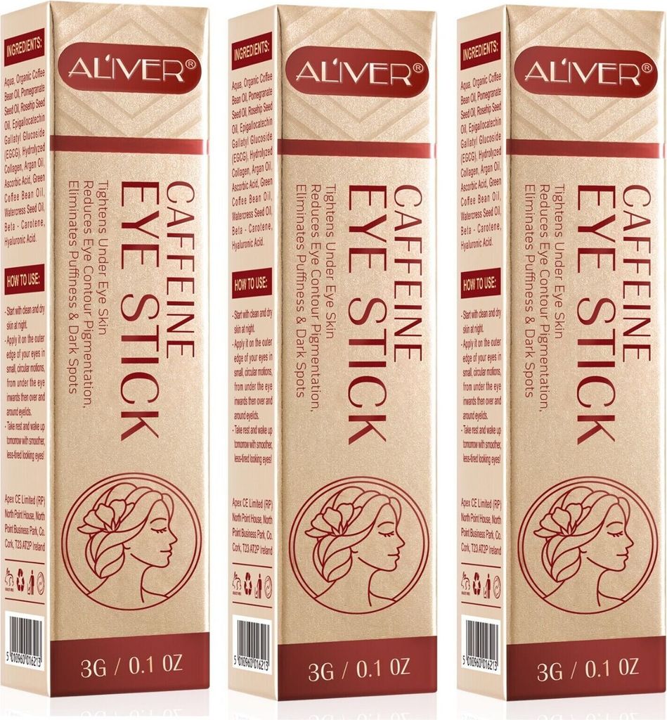 Augencreme Augenstift Anti-Aging Augenringe mit Kollagen Hyaluronsäure mit Koffein von ALIVER, 3x Augenstifte