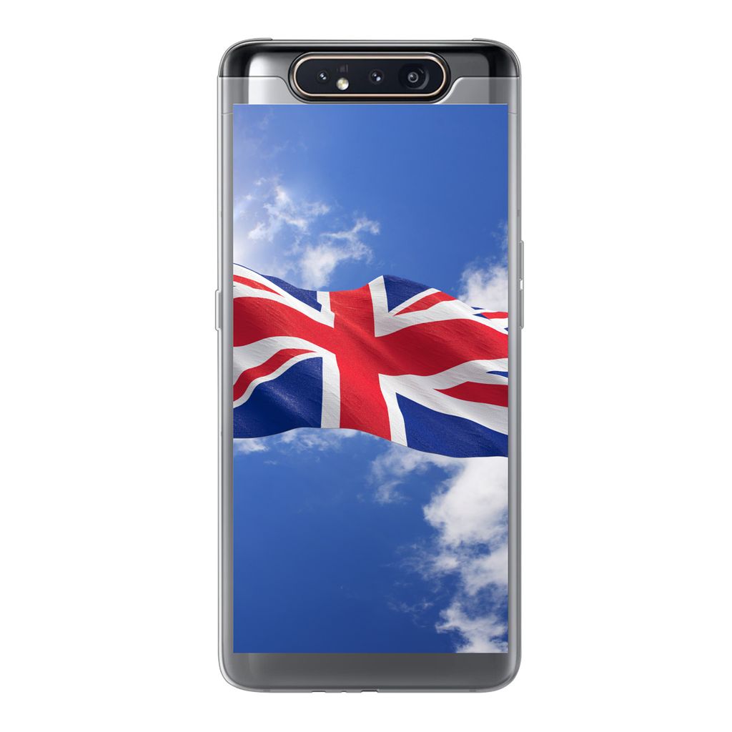 MuchoWow Handyhülle Schutzhülle Hülle für Samsung Galaxy A80 Die Flagge des Vereinigten Königreichs weht am Himmel Silikon Softcase Handy H...