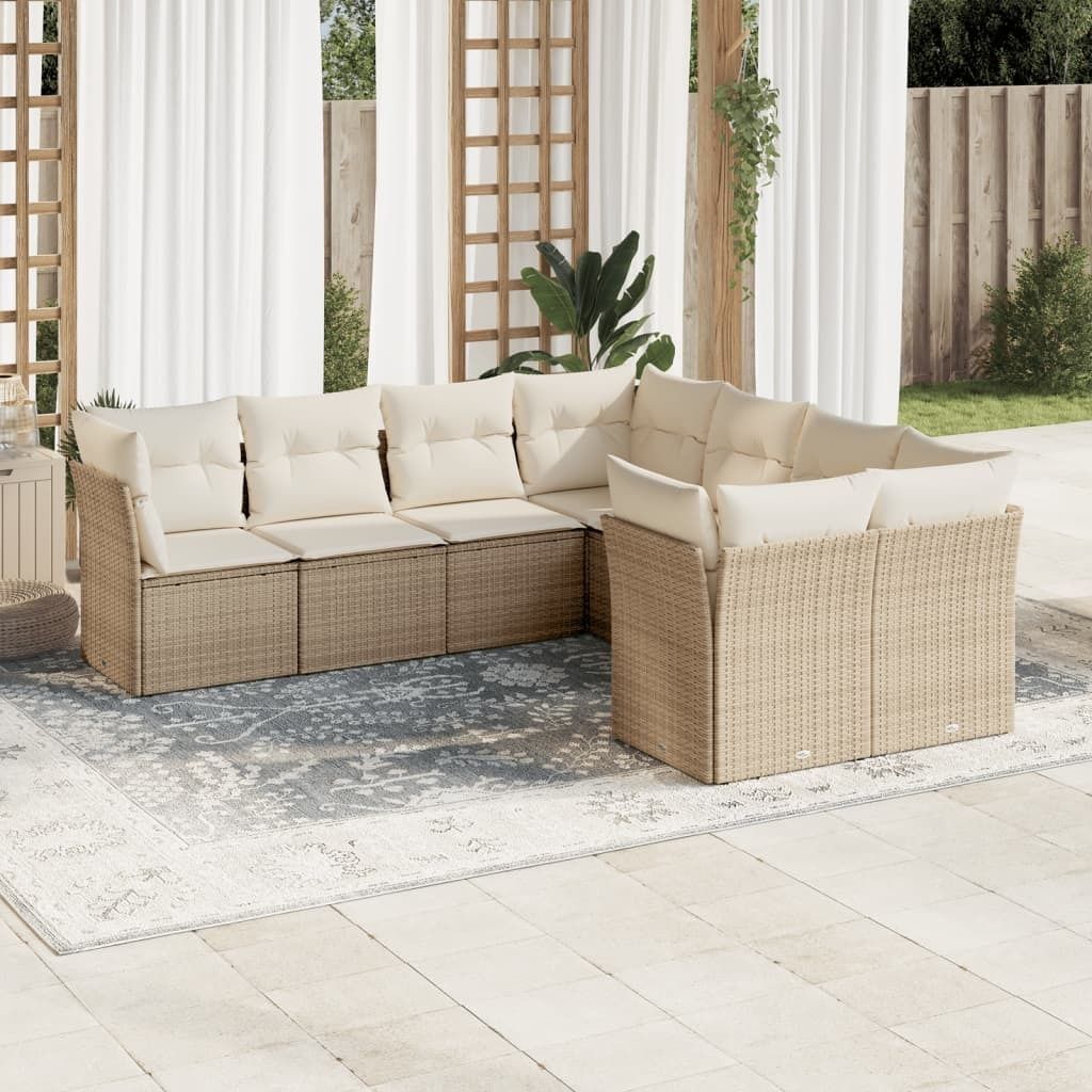 Maison Exclusive - 8-tlg. Garten-Sofagarnitur mit Kissen Beige Poly Rattan