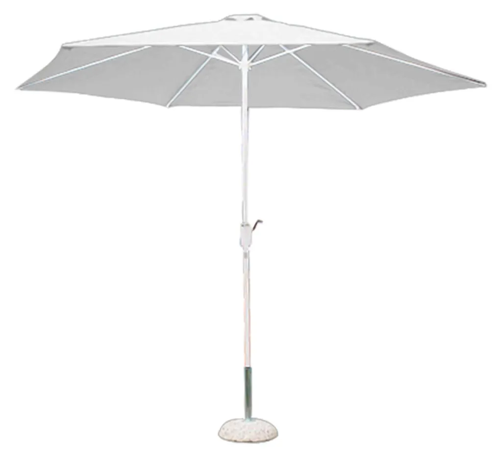 Parasol rond 3m Frigidus blanc avec mât central alu et poulie robuste